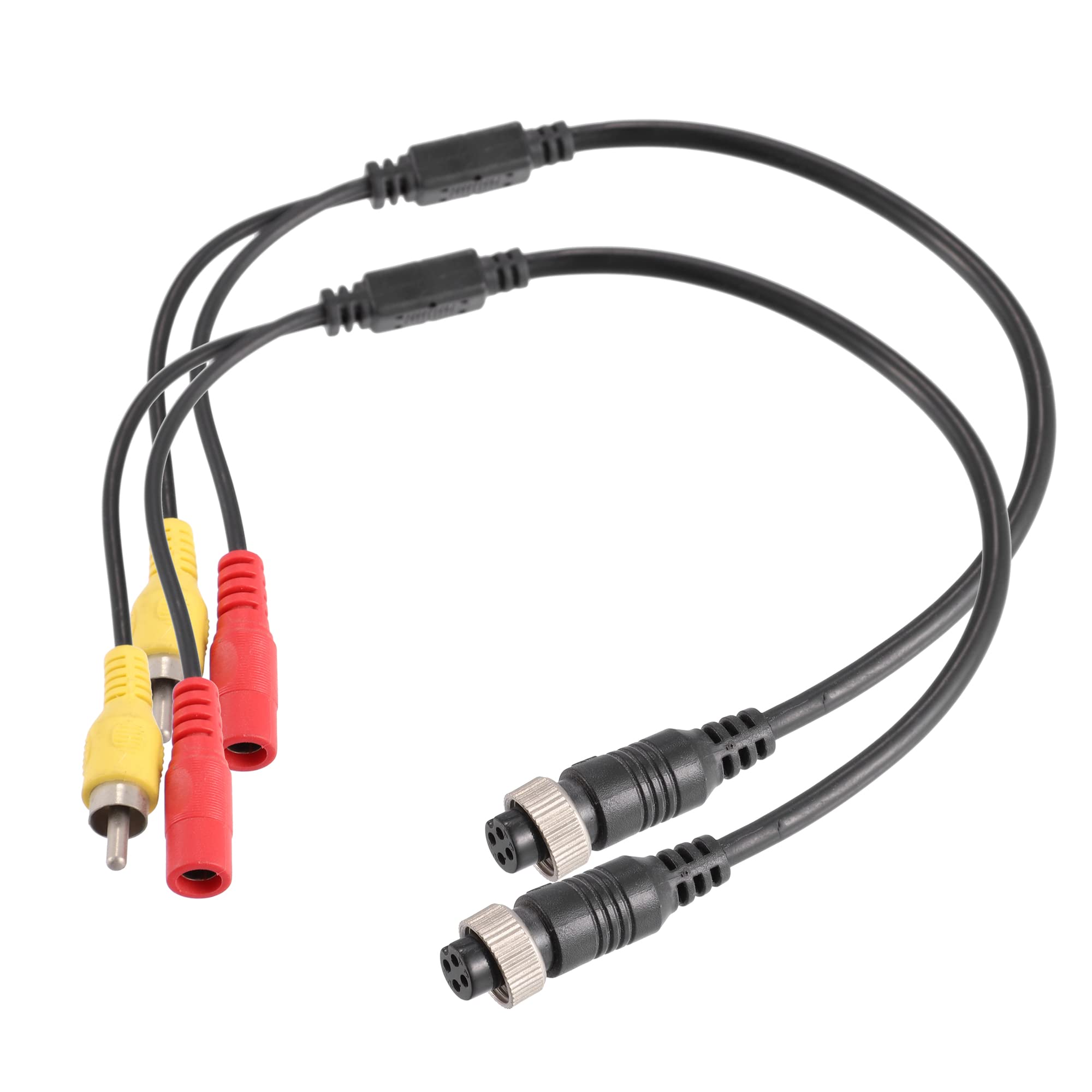 X AUTOHAUX 2pcs Auto Camera Adapter M12 4-Pin Female to RCA AV Male DC Female
