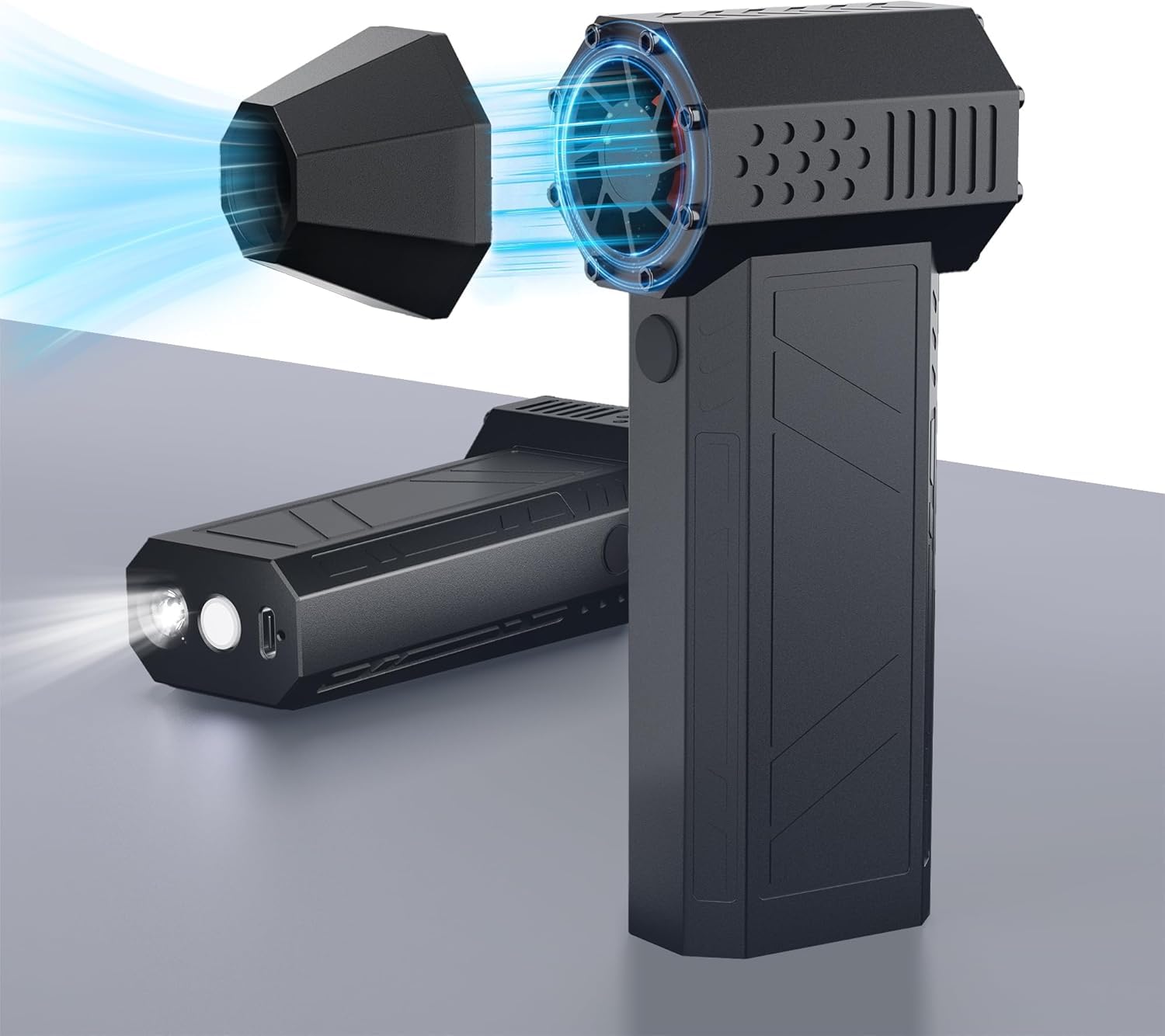 【ポケットサイズで暴風級】 Tillmulya エアダスター 電動エアダスター ブロワー 洗車 超強力 最強風量 4段階風量調整 超軽量 5000mAh大容量バッテリー 超高輝度LEDライト付き 磁気ノズル コードレス 充電式 エアダスター PC 掃除/キーボード/車内/エアコン/洗車用等 (ブラック)商品画像