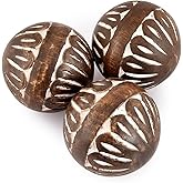 Samhita Mango Wood White Decorative Ball Set of 3 for Living, Dining Room Decor - Coffee Table Centerpiece Home Décor (3" x 3
