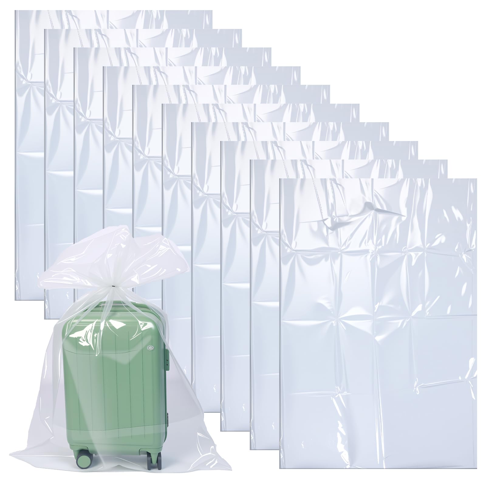 Photo 1 of 10 Pack 31'' x 47'' Extra Large Clear Plastic Bags, 4 Mil Extra Thicken Large Luggage Storage Bags Ideal for Car Seats, Suitcases, Strollers, Attic Storage, Clothes, Xmas Trees