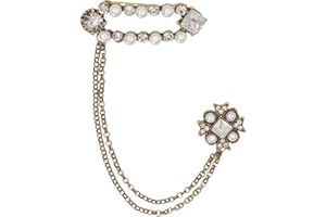 HSQYJ Crystal Geometry Flower Crown Gold Lapel Pin for Men Collar Pins Rhinestone With Hanging Chain Brooch for Men Suit Fashion Suit Accessories for Men Women