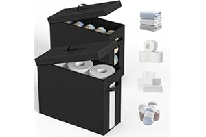 NAMTSO Bathroom Toilet Paper Storage with Lid - for Up to 12 Rolls | Storage Bins with Lids for Towel or Yarn | Free Standing