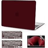 Anban Compatible with MacBook Air 13 inch Case M1 2021 2020 2019 2018 A2337 A2179 A1932 Touch ID, Matte Plastic Hard Shell+2 Keyboard Cover+Screen Protector for MacBook Air 13.3 inch Case, Marsala Red