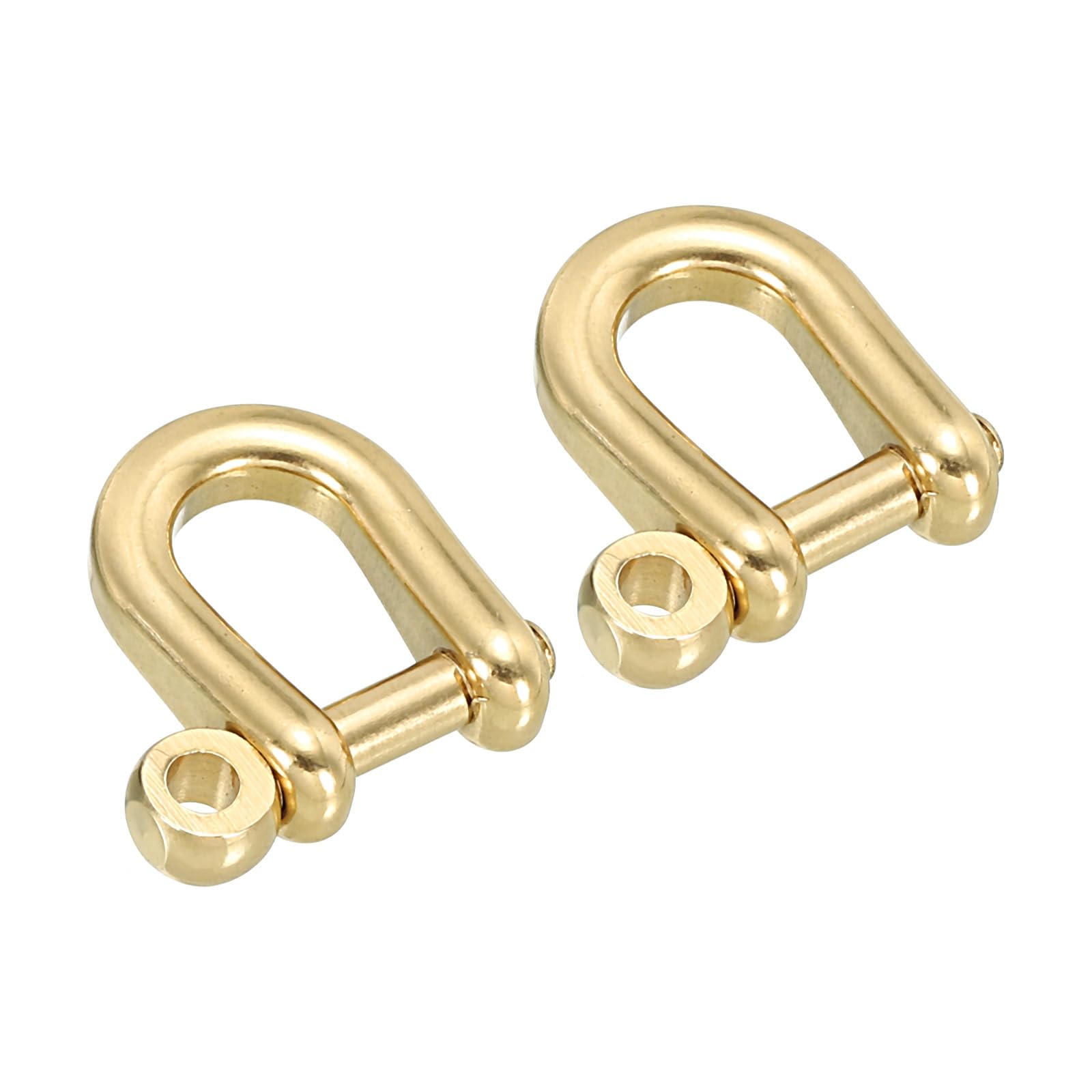PATIKIL D-Ring Shackle, 2 Pack 6mm Inner Width Pure Brass U Type Fob Key Hook Small Bow Shackles for DIY Craft Leather Replacement