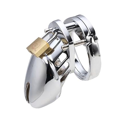 Male Chastity Device Hypoallergenic Stainless Steel Cock Cage S & M Chastity Penis Ring With Lock (50mm)