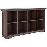 OSCHF Cube Shelf Bookcase with Base - Wooden 2 Tiers Floor Standing Low Storage Cabinet for Home and Office, 8-Cube Lattice Bookshelf, Walnut
