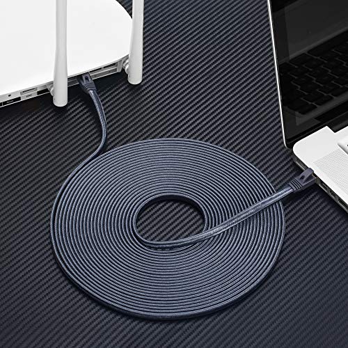 Cat 7 Ethernet Cable, Hymeca Nylon Braided Cat 7 Cable 20 ft Xbox PS4 Network Cable Shielded - Solid Flat Internet Network Computer Patch Cord Slim Cat7 High Speed LAN Wire with Rj51 Connectors - Thumbnail 5