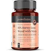 pureclinica 10X Horny Goat Weed & Maca Extract 6250mg x 180 Tablets (6 Months Supply) -10 X More Icariins - w/5mg Black Pepper Extract for 300% Increased Absorption