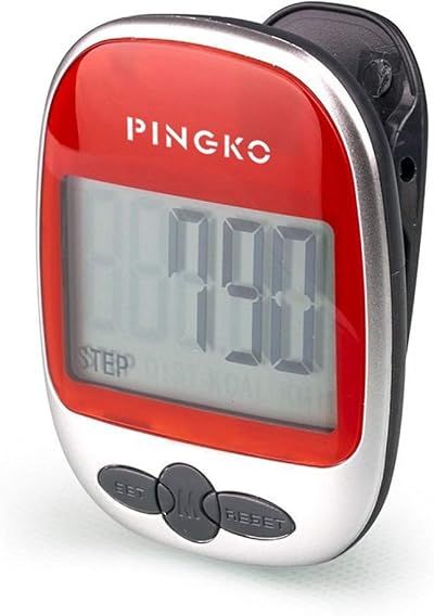 Pingko Walking Pedometer Step Counter Calorie Calculator Red