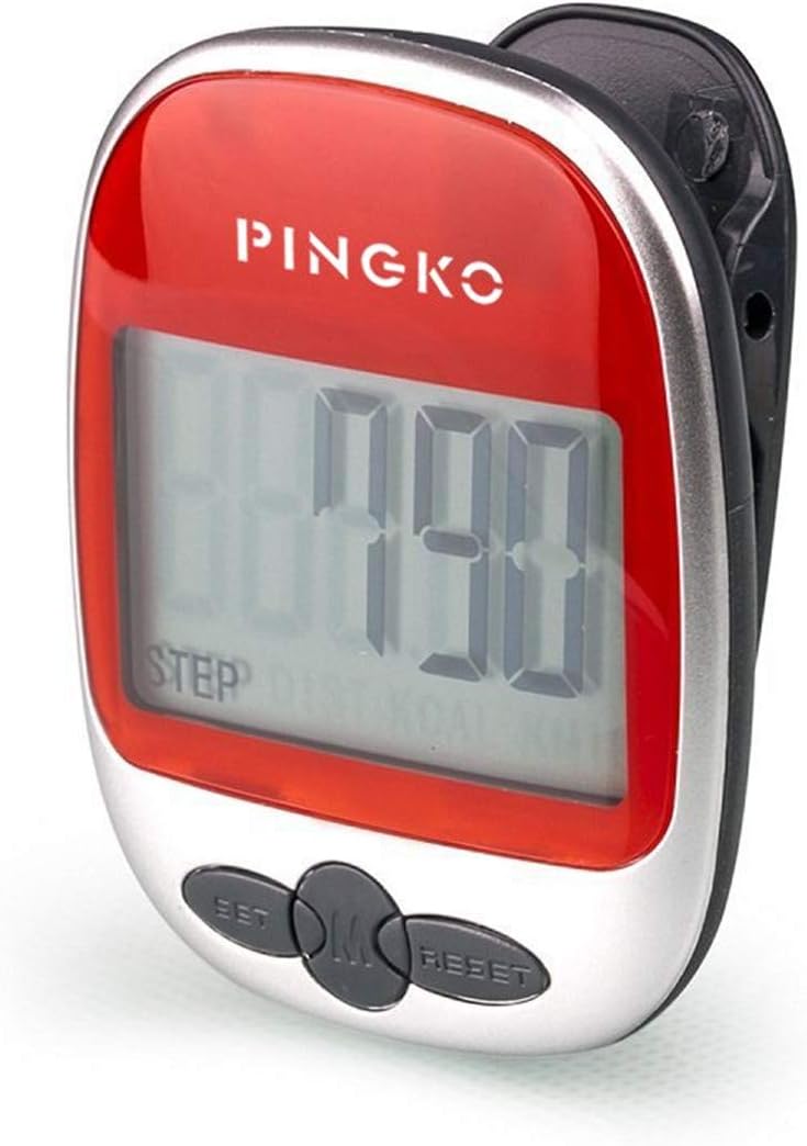 Pingko Walking Pedometer Step Counter Calorie Calculator Red