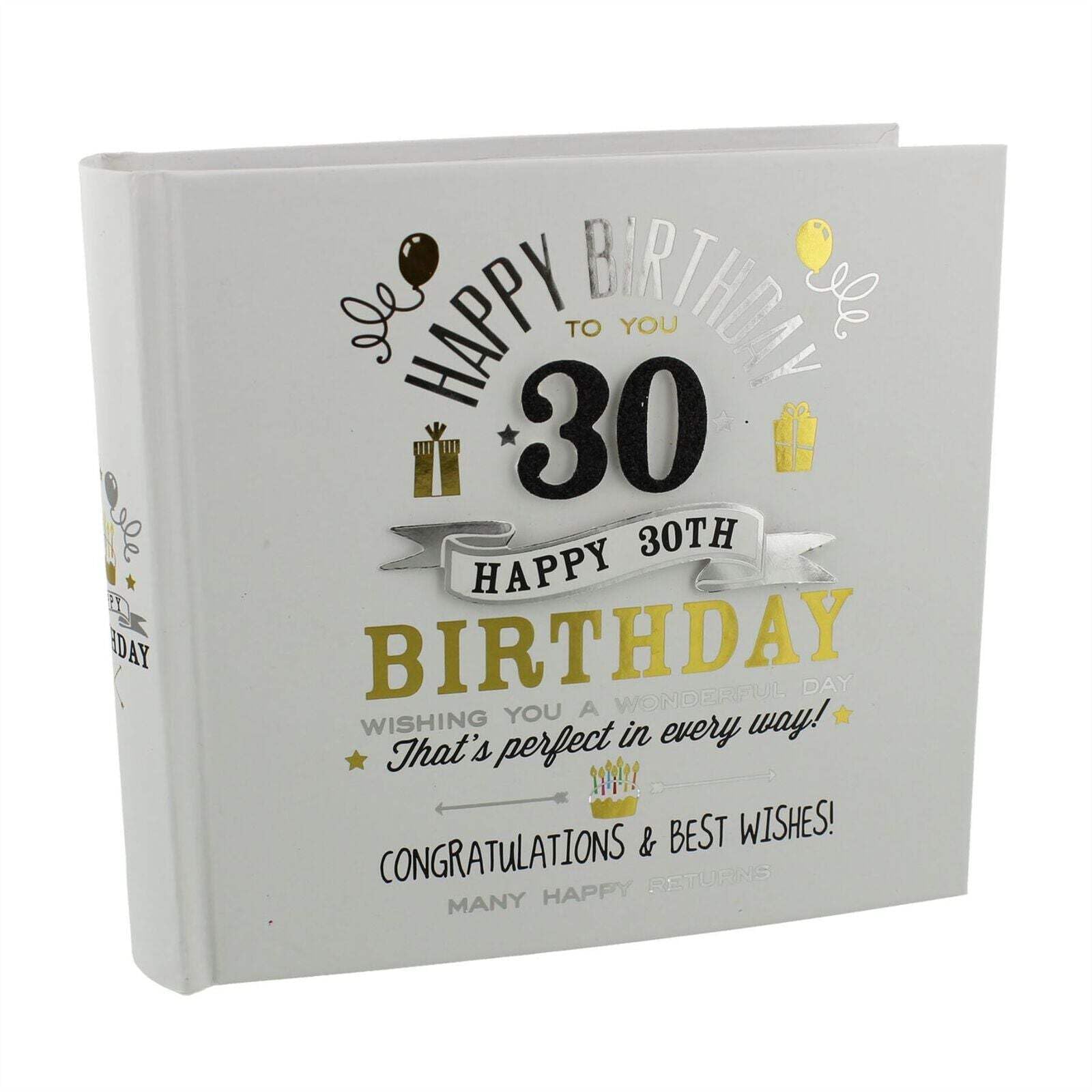 30th Birthday Photo Album 4"x6" Signography Black and Gold Design FL29930
