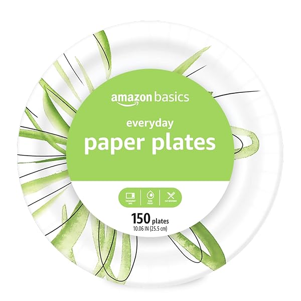 AMAZON BASICS EVERYDAY DISPOSABLE PAPER PLATES, 10 INCH,...