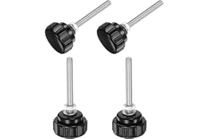 uxcell 4 Sets Knurled Knobs Thumb Screws with Nuts Washers, Metric M5 x 50mm Male Thread 25mm Plastic Head, Zinc Plated Carbo