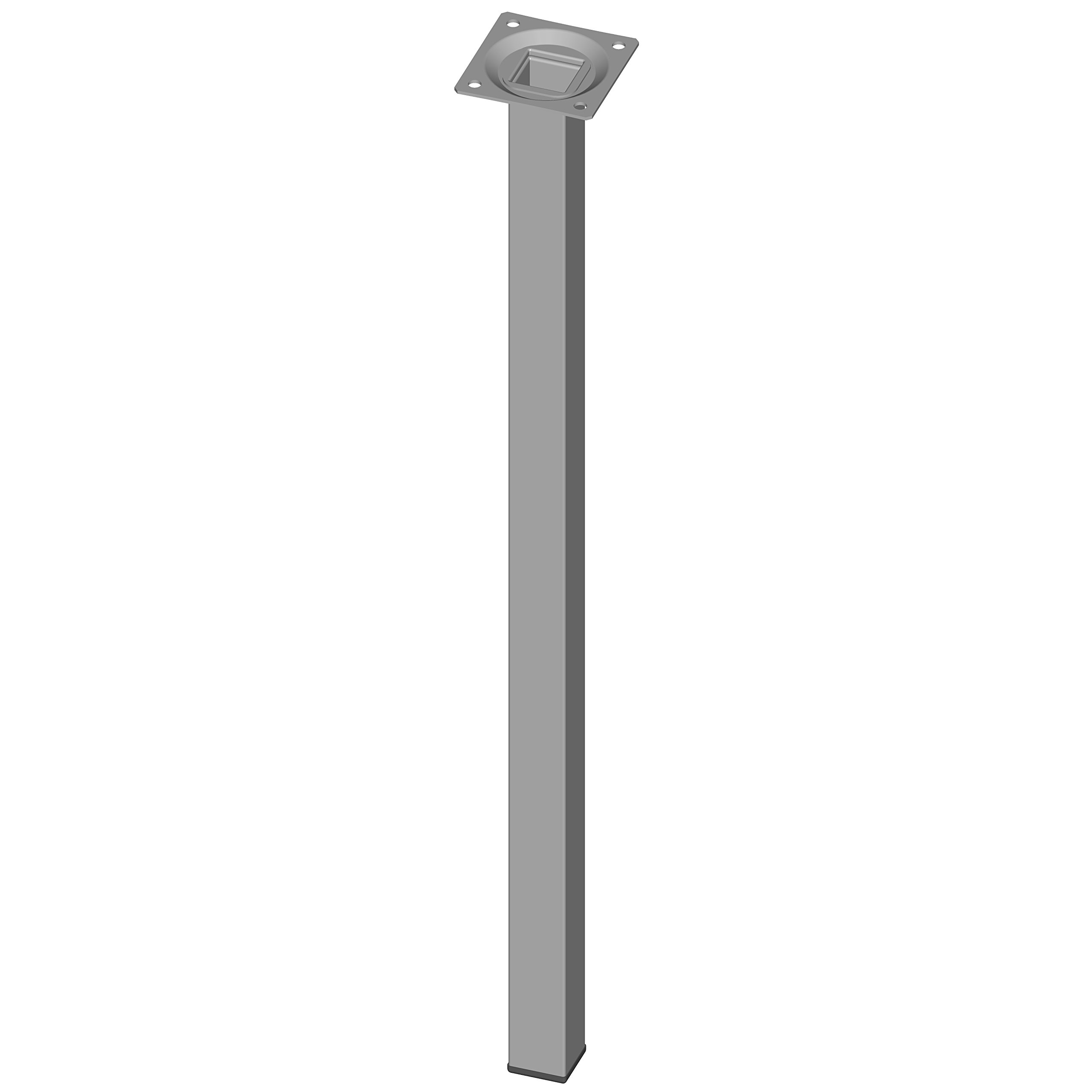 Element System 18133-00306 500 mm Length 25 x 25 mm Diameter Square Steel Pipe Furniture Legs includes Screw-Mounting Plate - White Aluminium (4-Piece)