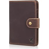 Polare Luxury RFID Blocking Leather Passport Holder Travel Wallet For Men and Women (Dark Brown(Snap Version))