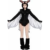miccostumes Women's Costume Mothman Cosplay Hooded Jumpsuit with Wings and Faux Fur Collar Halloween