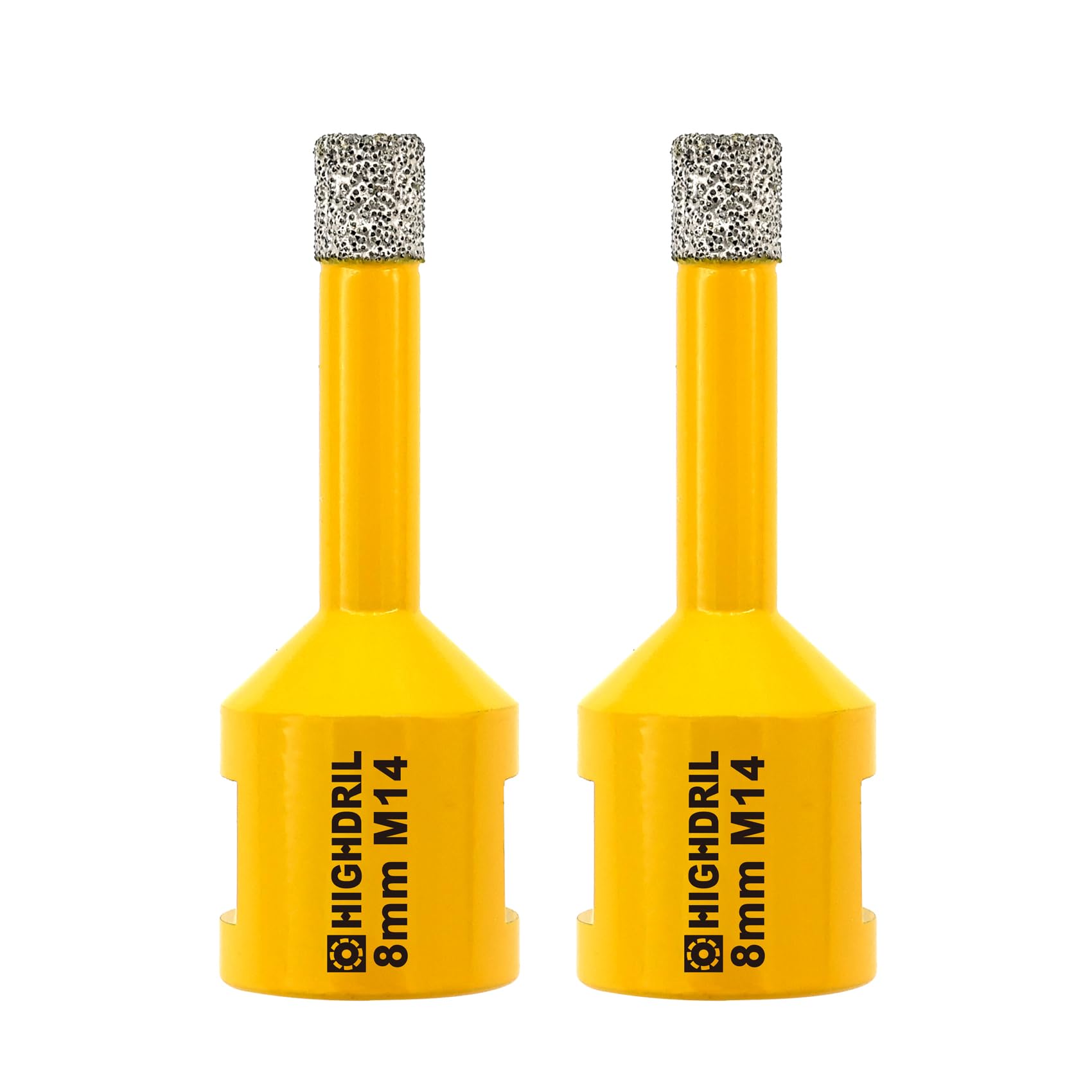 HIGHDRIL Diamond Core Drill Bit - 2Pcs 5/16" (8mm) with M14 Thread Dry drilling for Porcelain Tile Ceramic Granite Marble Stone Masonry Brick for Angle Grinders