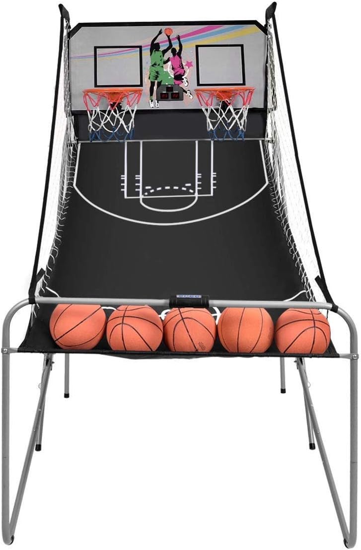 EnjoyShop Pop-A-Shot Official Home Dual Shot Basketball Arcade Game โ 10 Individual Games โ Durable Construction โ Near 100% Scoring Accuracy โ Multiple Height Settings โ Large LED Scoring System