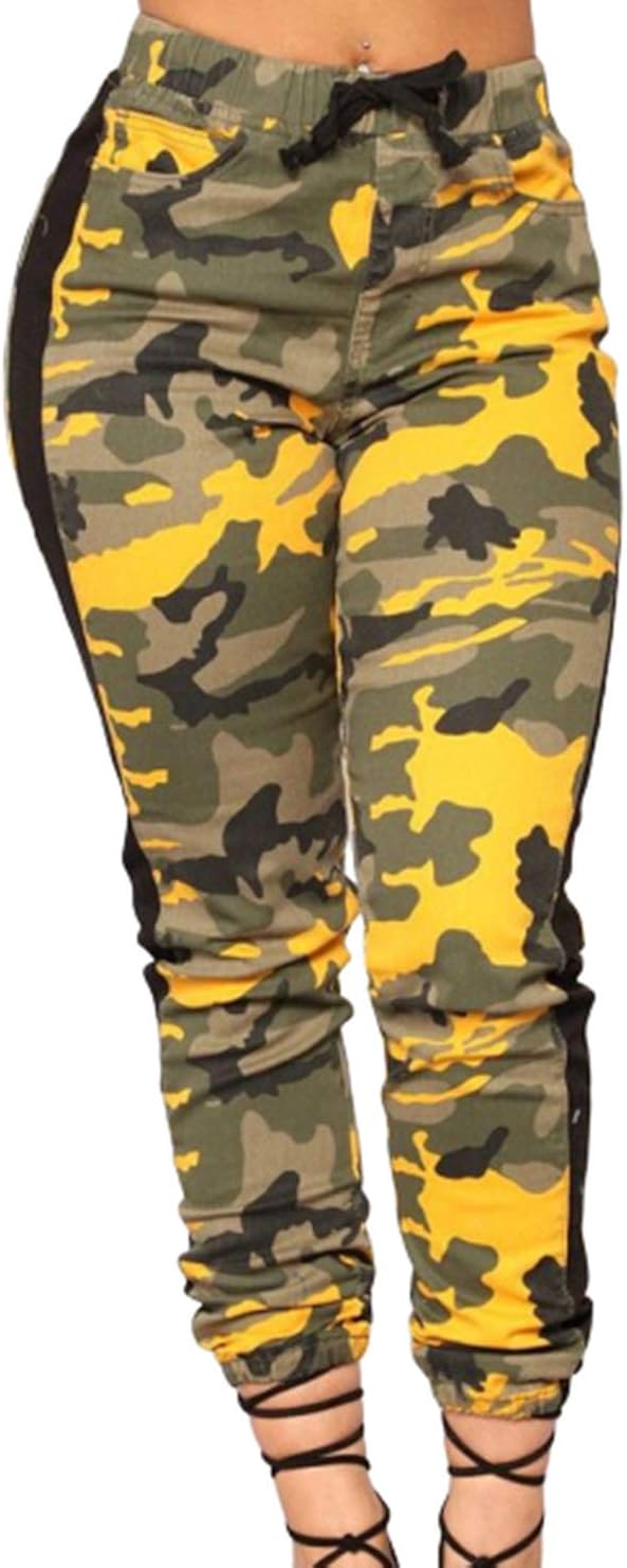 yellow camo trousers womens