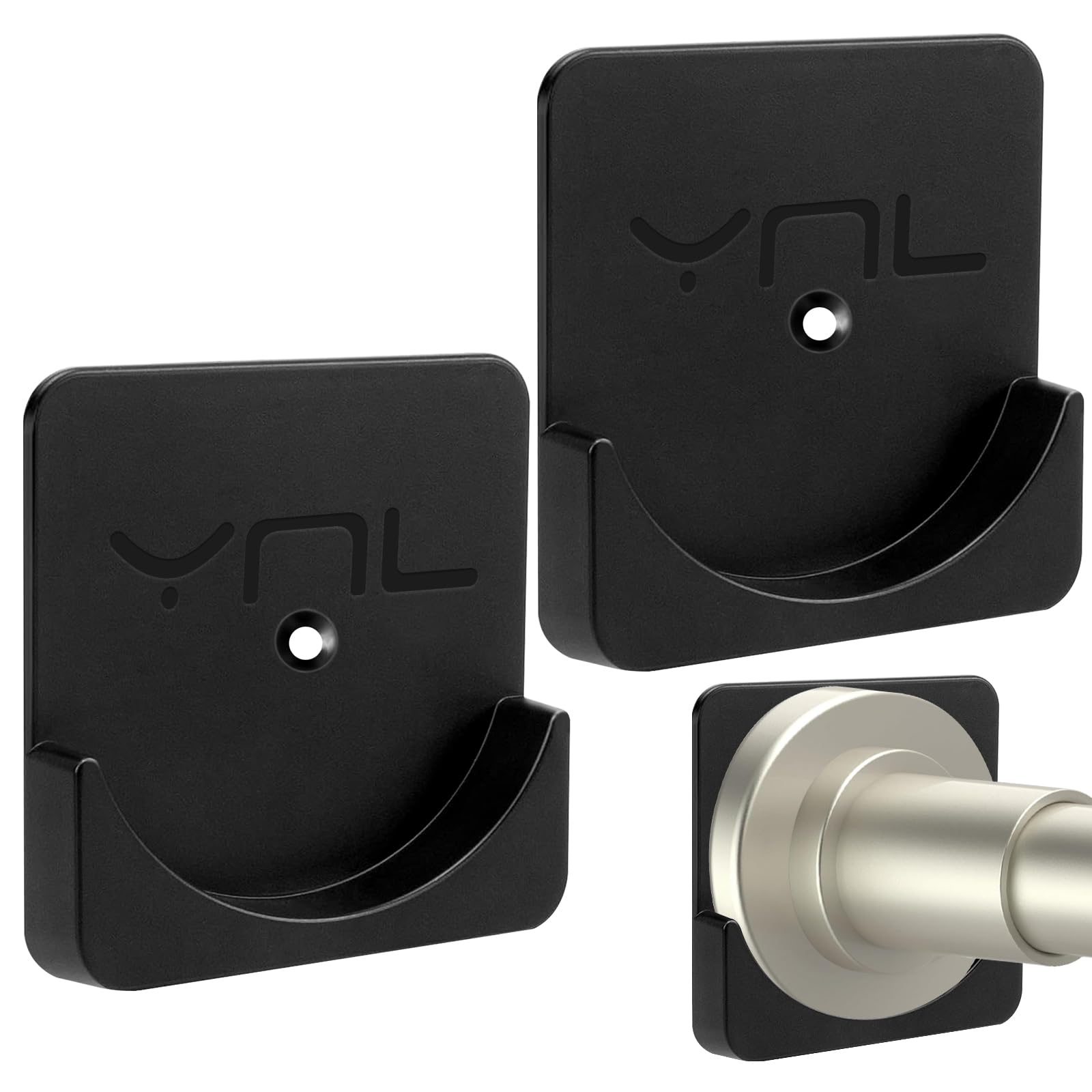 Photo 1 of 2 Pack Adhesive Shower Rod Holders, Black Transparent Rod Retainer | Never Fall Down Shower Tension Rod Holders for Wall(Rod Not Included)