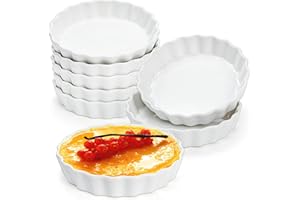 Foraineam Set of 8 Pieces Porcelain Ramekins, 5 Ounce Creme Brulee Ramekin Dishes Round Baking Ramekins Set