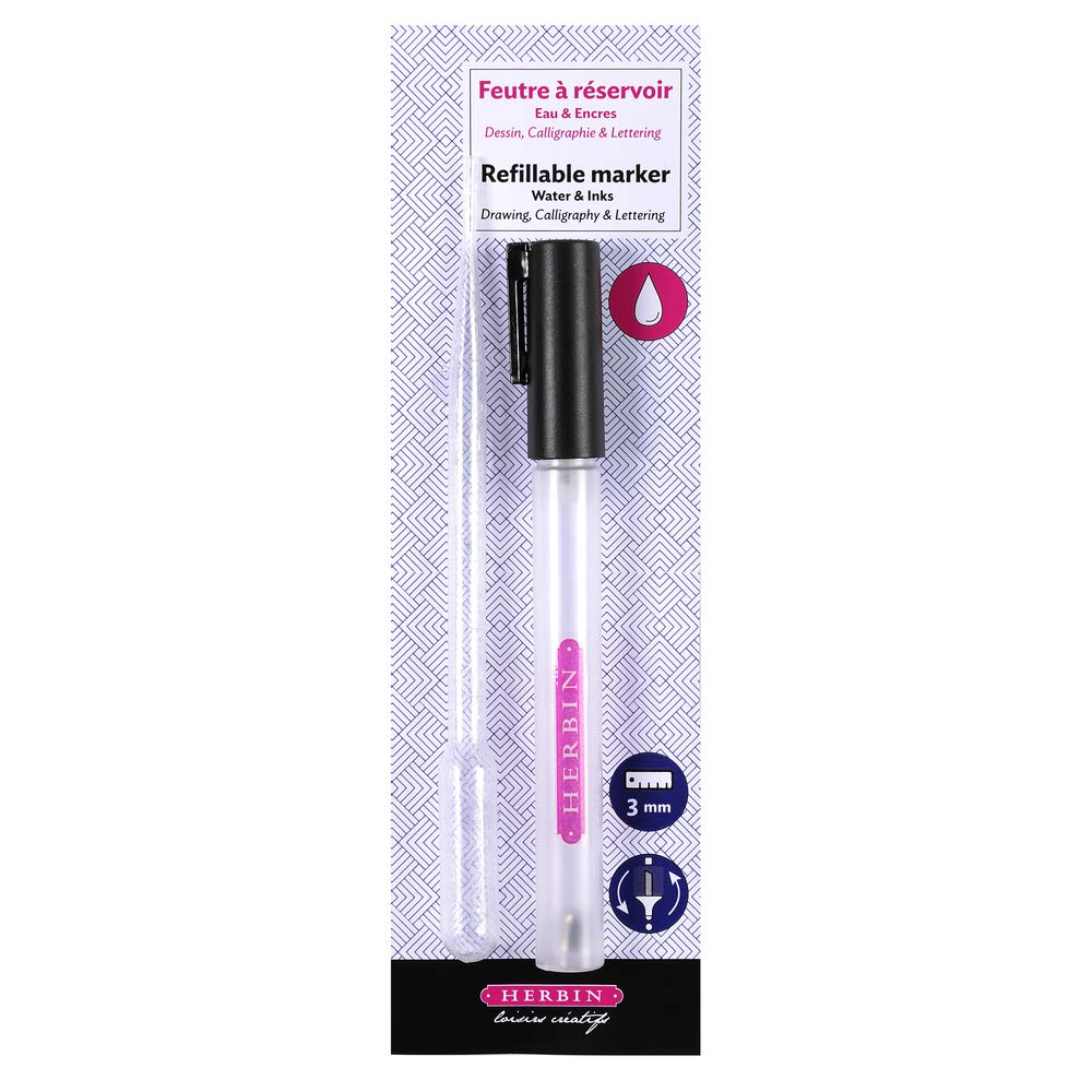 Herbin 23703T - 3mm double-tipped refillable marker for drawing and calligraphy