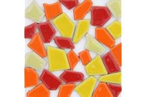 ARTLIFE HOME MosaicTiles for Crafts Blue Assorted Color 200 g Glass Glitter Mosaic Supplies Bulk Shaped Ceramic Shape 0.5x2 cm, Red and Yellow