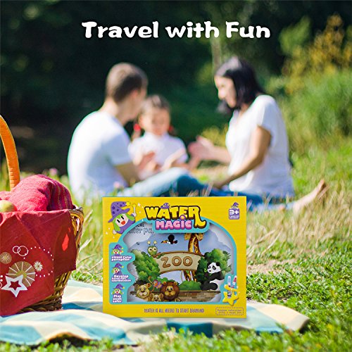 Aqua Doodle, Reusable Water-Reveal Activity Pads 2-pk 16 Pages Water Coloring Aqua Drawing Painting Toy Kits with Bonus Pens (Zoo&Dinosaur)