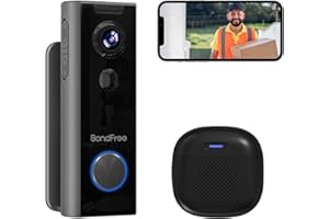 BondFree Wireless Doorbell Camera with Wireless Chime, Doorbell Mount, Video Doorbell Wireless HD, 2.4GWiFi, 2-Way Audio, Night Vision, Cloud SD Card Storage, Compatible with Alexa, Google Assistant