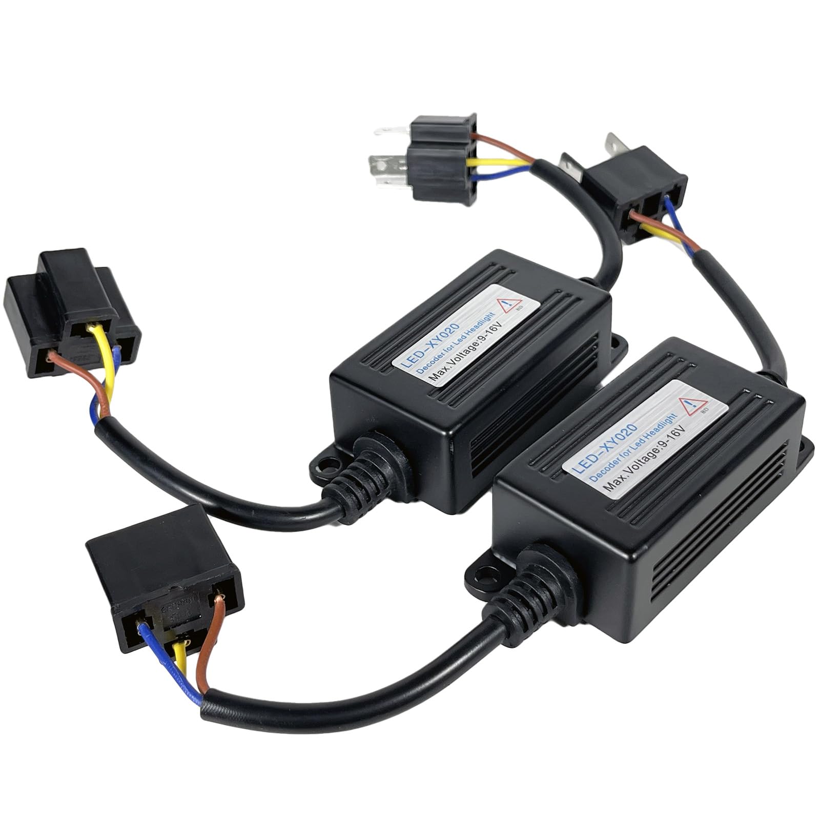 SOCAL-LED 2x H4 9003 LED Decoder Upgraded Strong Canbus Error Code Warning Canceller Anti Flicker Relay Adapter