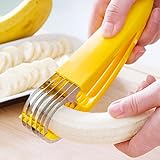 Banana Slicer, kitchen Banana section plastic,Banana Slicer Chopper Fruit Cutter Cucumber Salad ,Steel and Plastic 7"x1.6"x1.52" Yellow