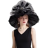 RZTA Women's Kentucky Derby Church Dress Hat Wide Brim Leaf Flower Bridal Shower Hat