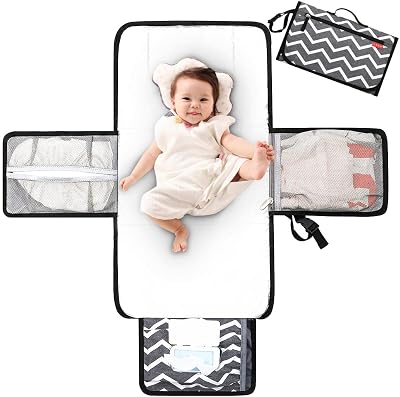 Lekebaby Portable Nappy Changing Mat Travel with Wipe-Pocket Head Cushion White