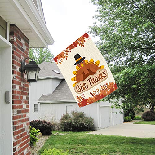 image for GROBRO7 Large Thanksgiving Flags Thankful Turkey Garden Flags Double S