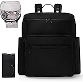 ILCOLPO Neoprene Diaper Bag Backpack with Changing Pad,Stylish Travel Maternity Baby Bag,Insulated Pockets,Baby Shower Gifts for Boys & Girls, Black
