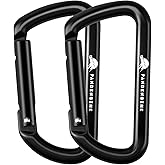 PANDENGZHE 2 Pack Carabiner Clips, 3.2" Lightweight D Shape Carabeaner, Strong and Heavy Duty Hold Max 12KN (2697 lbs Each) for Large Dog Leash, Camping, Hiking, Hammock, Keychains