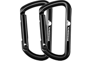 PANDENGZHE 2 Pack Carabiner Clips, 3.2" Lightweight D Shape Carabeaner, Strong and Heavy Duty Hold Max 12KN (2697 lbs Each) for Large Dog Leash, Camping, Hiking, Hammock, Keychains