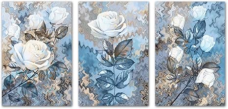 Amazon Ygyt ホーム装飾 モジュラー写真 3ピース テクスチャ 花 葉 絵画 北欧スタイル キャンバスポスター リビングルーム ウォールアート フレームなし ウォールステッカー オンライン通販