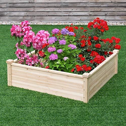 Gharpbik Patio Raised Wood Planter,Garden Bed for Backyard,Grow Fresh Vegetables, Herb, Flowers & Succulents,Fir Boards