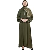 Zofocy Muslim Women‘s Abaya Solid Color Zipper Islamic Dress Kaftan Robe Eid Clothes