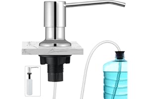 CREA Chrome Built-in Soap Dispenser for Kitchen Sink,Stainless Steel Kitchen Dish Soap Dispenser Pump,in Counter Soap Dispensers Under Sink Mouted Soap Dispenser Set 39" Tube 17oz Large Bottle