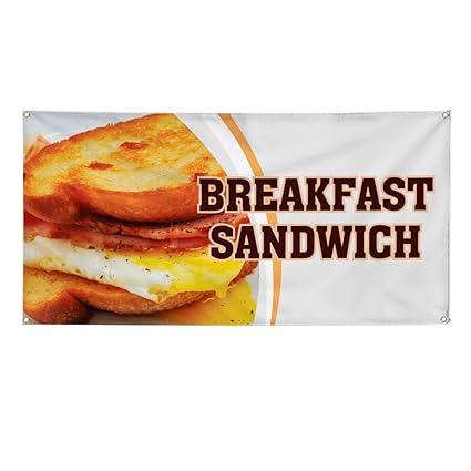 Amazon Com Vinyl Banner Sign Breakfast Sandwich 1 Restaurant