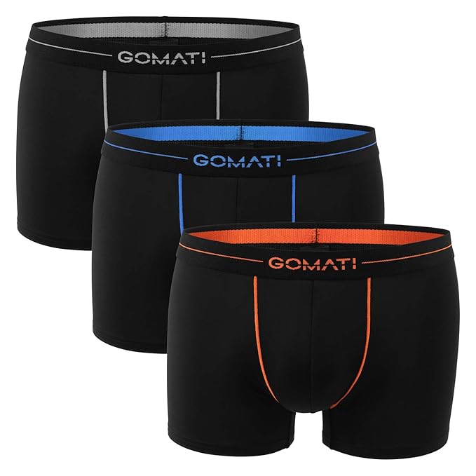 Gomati Herren Microfaser Retro-Pants - mit Microfaser-Elasthan Boxershorts - 3er Pack
