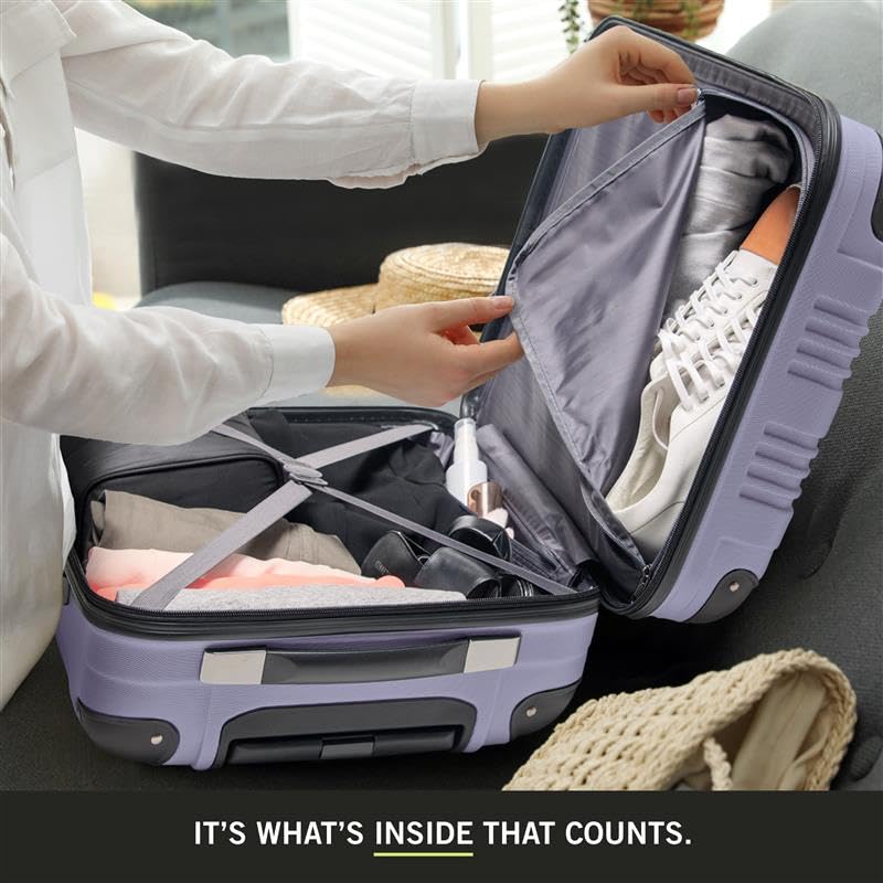 Kenneth Cole REACTION Out of Bounds Lightweight Hardshell 4-Wheel Spinner Luggage, Smokey Purple, 28-Inch Checked