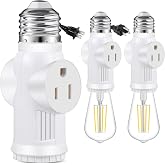 Light Socket to Plug Adapter, Convert E26 to 3 Prong Outlet and Light Bulb Socket, Polarized, for Garage Porch(White, 2)