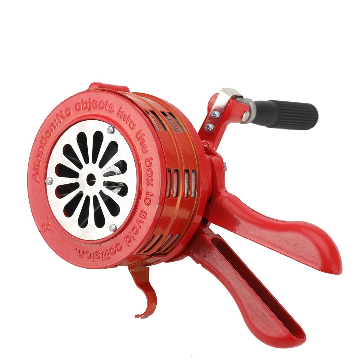 SUDEG Hand Crank Siren Horn Portable 110dB Manual Operated Metal Alarm Air Raid Emergency Safety Alarm Red