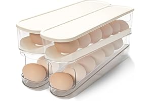 Virmate Rolling Egg Holder for Fridge, Egg Dispenser for Refrigerator, Automatic Rolling Storage Container for Countertop, Kitchen & Outdoor Use (3.35"x3.74"x11.02") 2 Pack