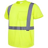 TICONN High Visibility Shirts for Men Women, Class 2 Safety Hi Vis T Shirts with Pocket, Short Sleeve