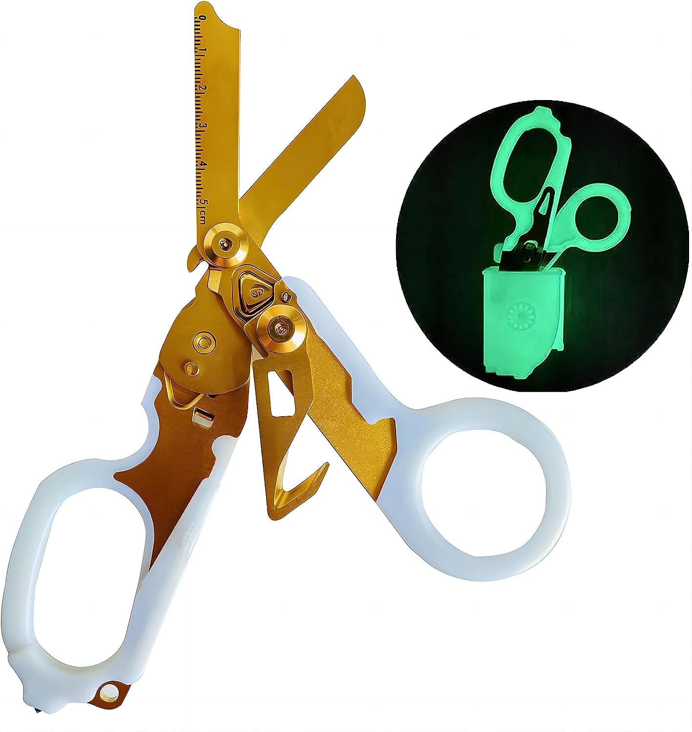 Raptor First Aid Shears - All-in-One Tactical Scissors & Firefighter Tools Set, Medical Scissors, Ring Cutter, Glass Breaker (Glow in The Dark)