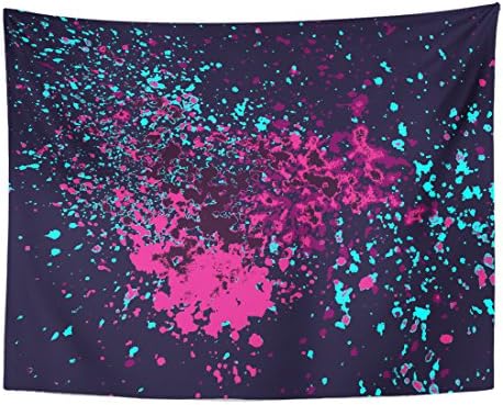 Tapestry Colorful Acrylic Pink Blue Light Paint Splatter Shiny Blob on Dark Neon Glowing Spray Stains Placer Home Decor Wall Hanging for Living Room Bedroom Dorm 50x60 Inches